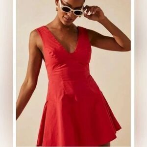 Free People Free-est Eye-Catching Mini Dress  A-Line Sleeveless Red NWT L 285622